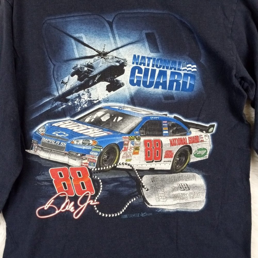 Vintage Dale Jr Mens Shirt Blue Car Racing Logo National Guard Chase Authentic M - Picture 4 of 11